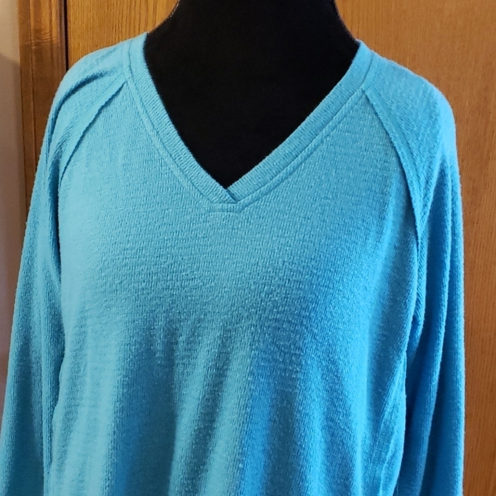 Wildfox soft turquoise v-neck pullover long sleeve